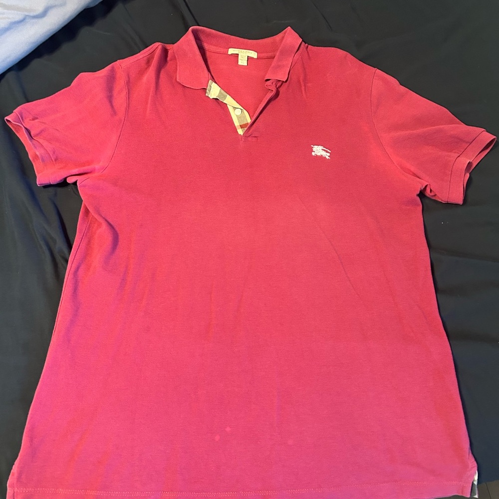 Burberry Maroon Polo Shirt for Men